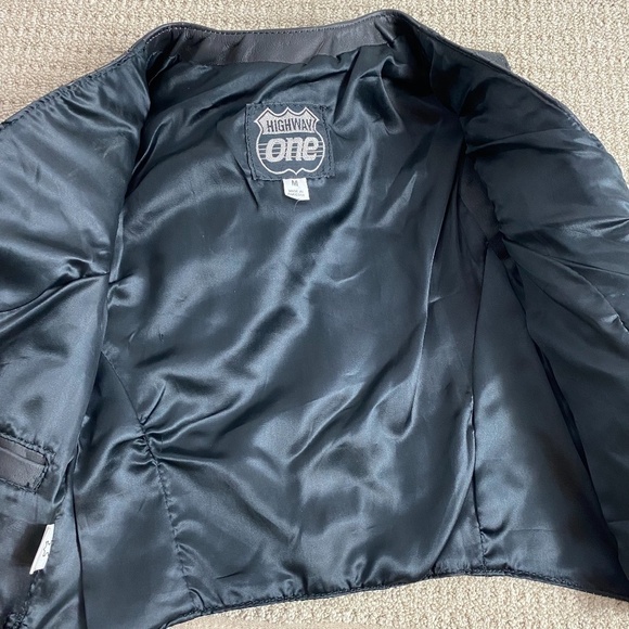 Highway One Black Studded Leather Zip Motorcycle Vest SZ M - Picture 7 of 11